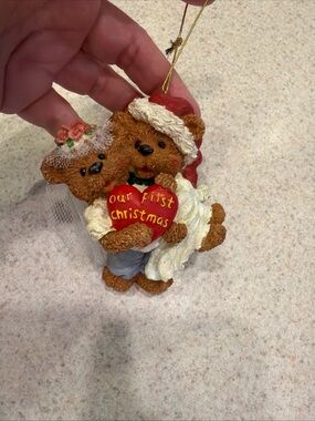 Our First Christmas Bear Couple Ornament - Brown & Red Boyds bears